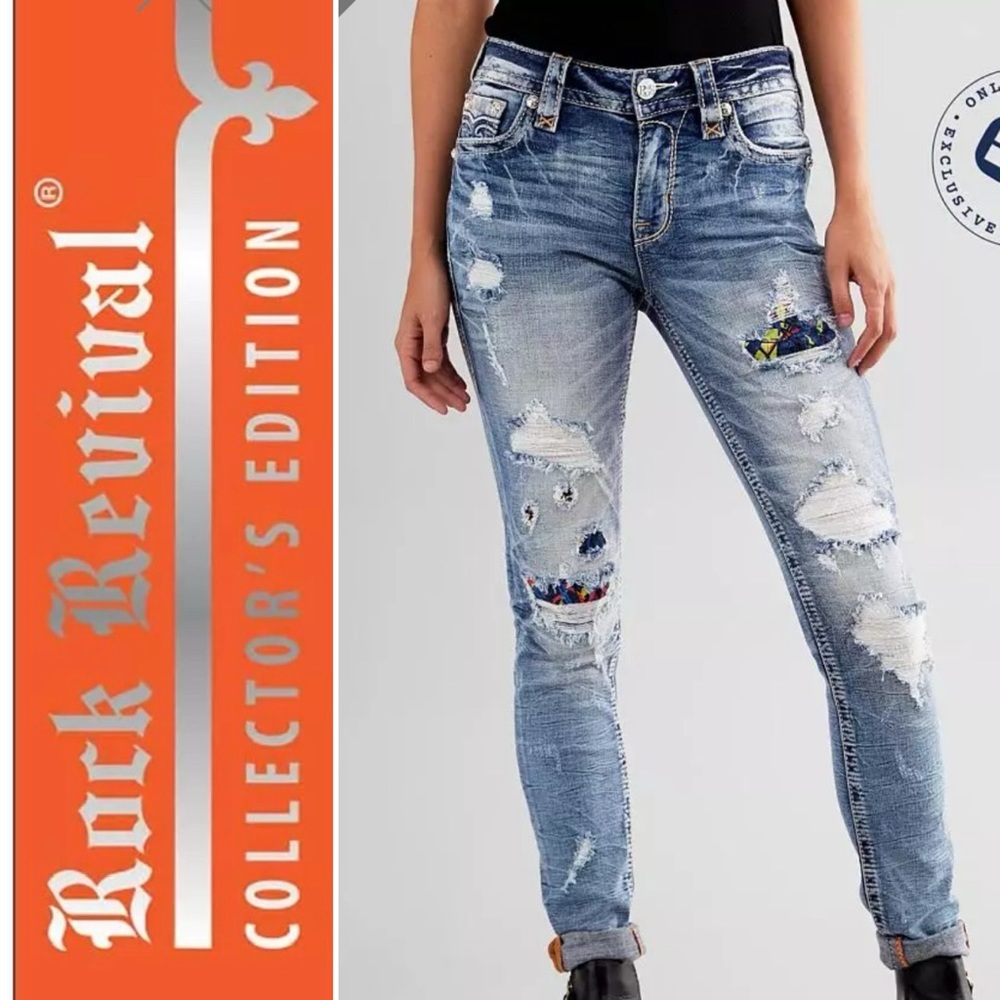Rock Revival Women's Blue Ripped Skinny Jeans